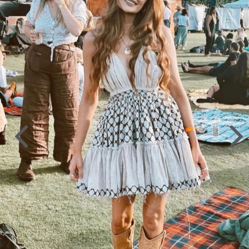 NWT Verge Girl Wildflower linen summer halter neck Coachella festival mini dress - Picture 9 of 16